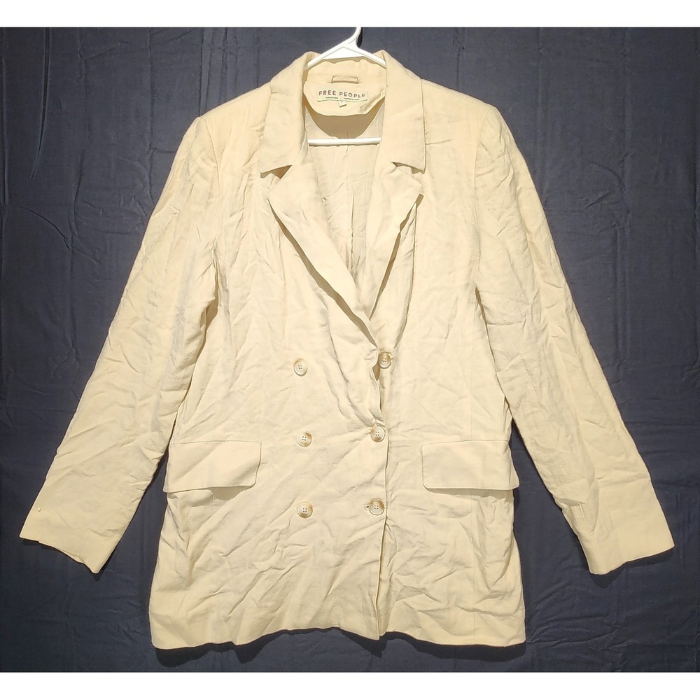 Free People Women's Preppy Casual Blazer Beige Size M
